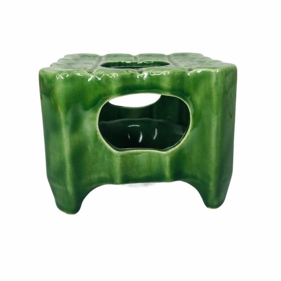 VTG Aloa Tea Light Candle Holder Green Ceramic - Picture 2 of 7